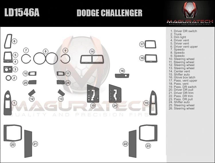 Luxury Wood Dash Trim Kit Overlay 08-14 Dodge Challenger